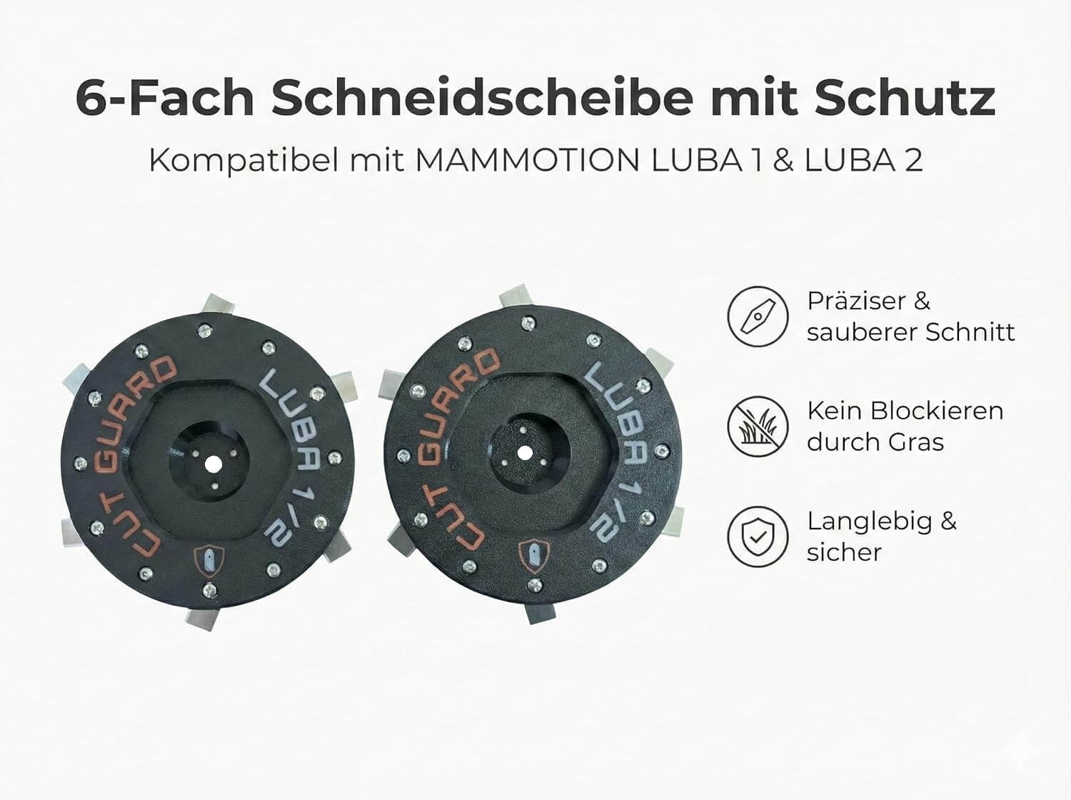 Blade disc compatible with LUBA1 AWD & LUBA2 AWD - 2 pieces Mammotion (up to year 2024) with protection including 6 blades – Robotic lawnmower mowing disc & blade disc - Image 5