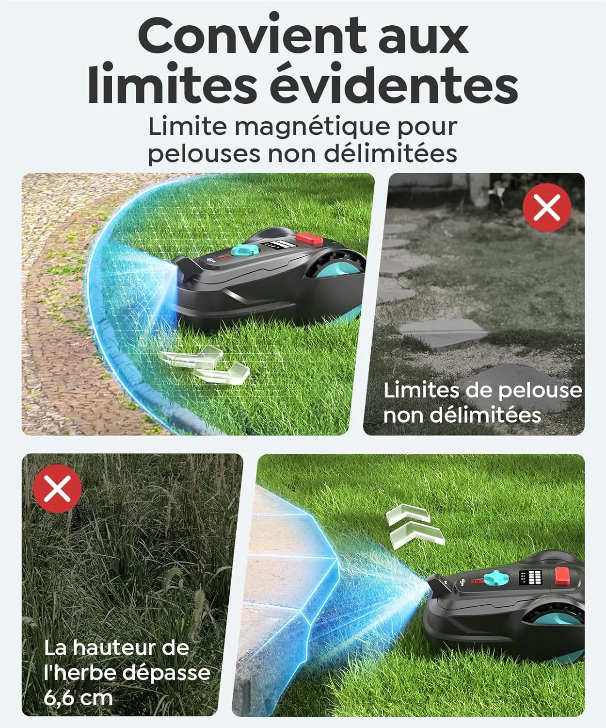 YARDCARE M800Plus v akci na trávníku s automatickou dokovací funkcí