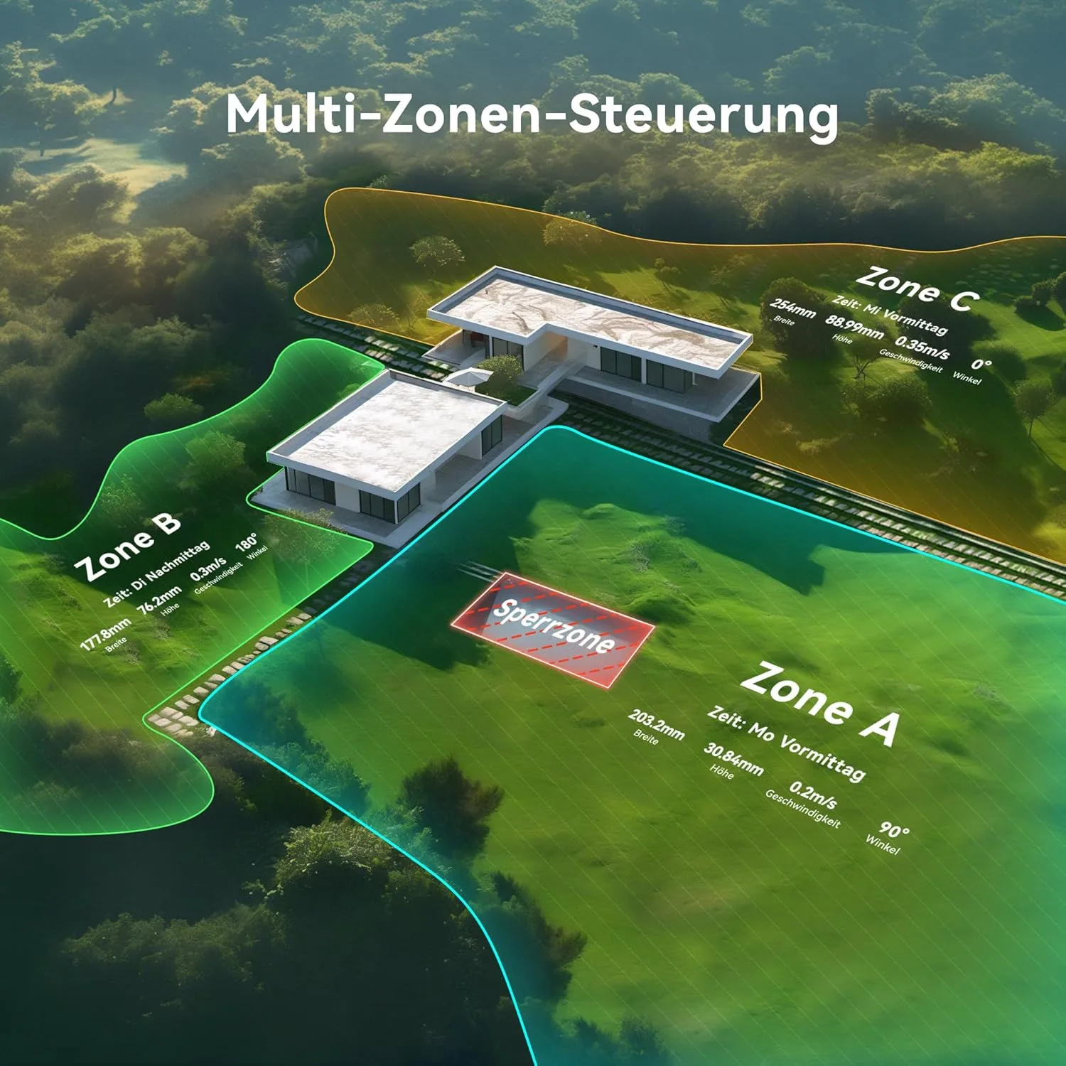 Neomow X při sečení velké travnaté plochy s systematickou navigací