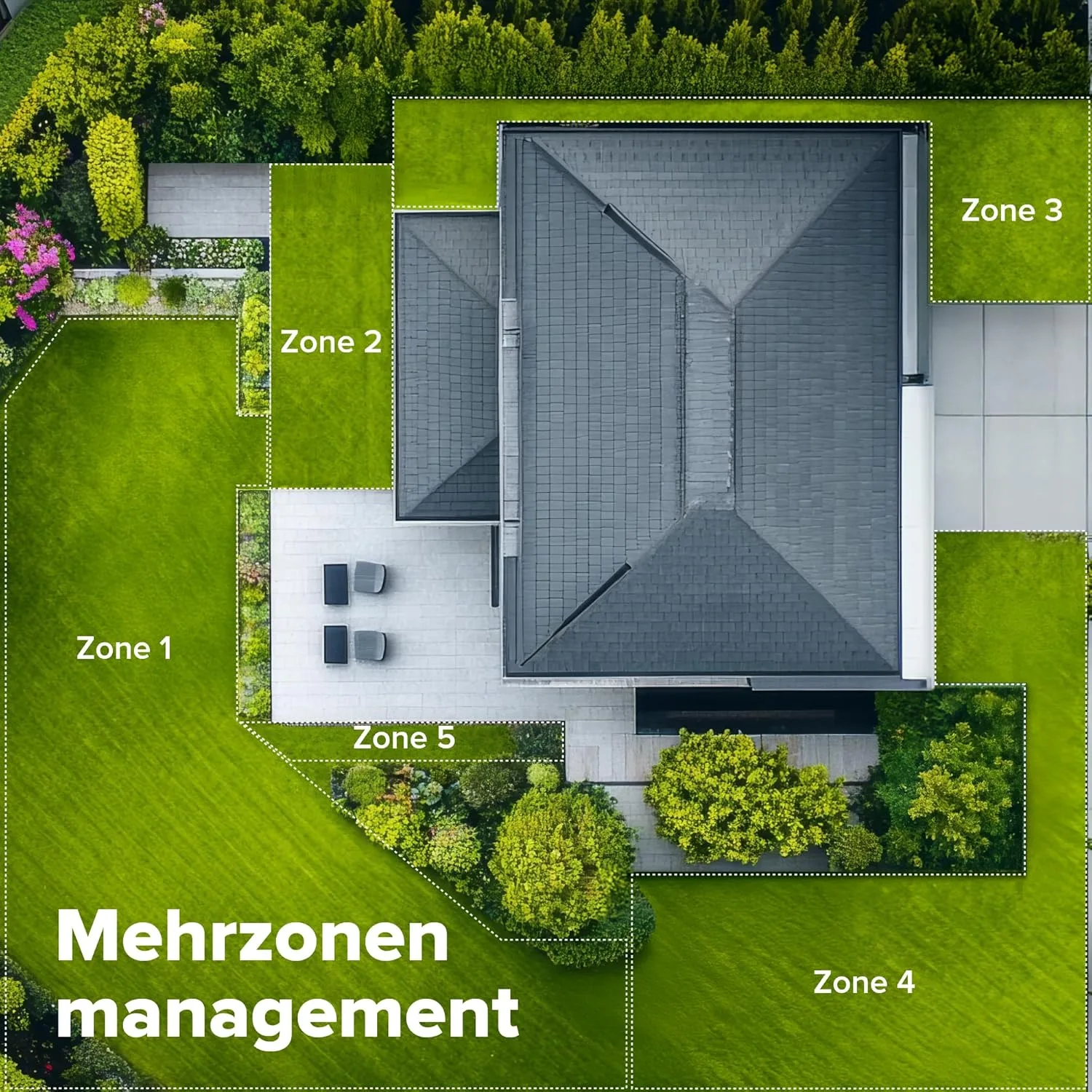 Greenworks AI Mowbot C12 v akcii na trávnatej ploche so systematickou navigáciou