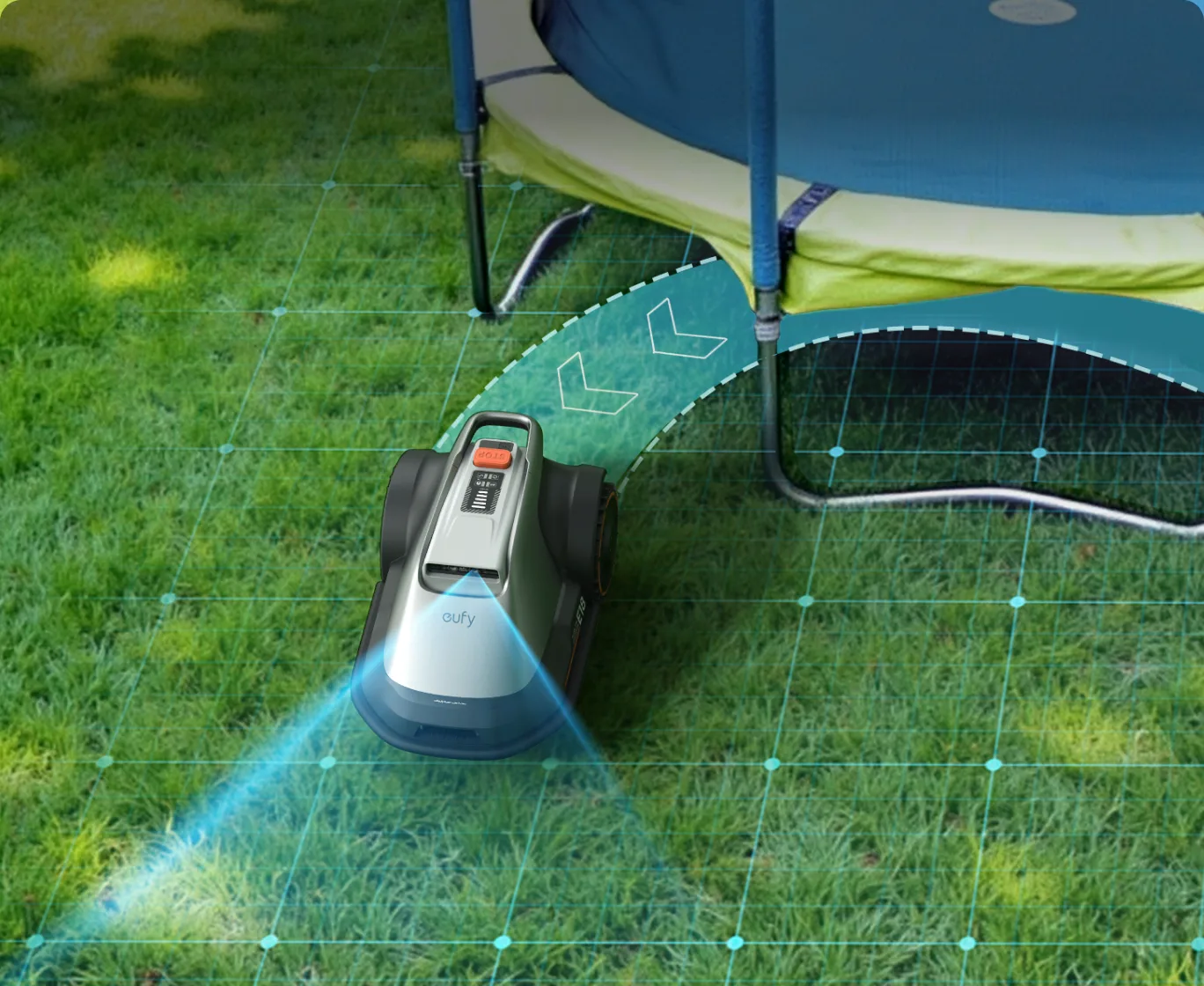 Eufy Mähroboter bei der Hinderniserkennung mit Vision-System