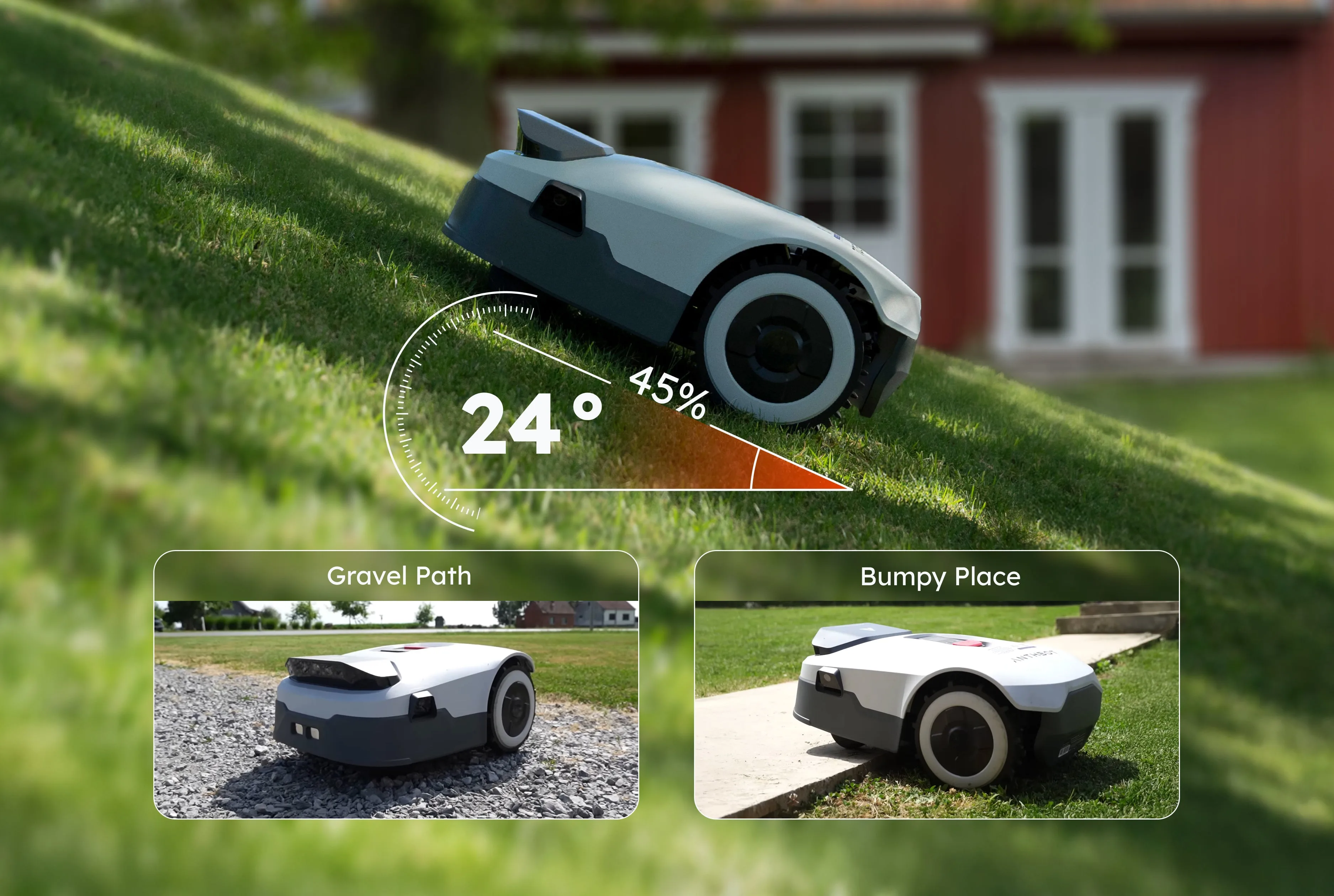 ANTHBOT Genie 600 auf einer Hanglage mit 24 Grad Steigung