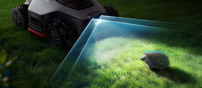 Dreame A3 AWD Pro prepoznaje prepreku na travnjaku