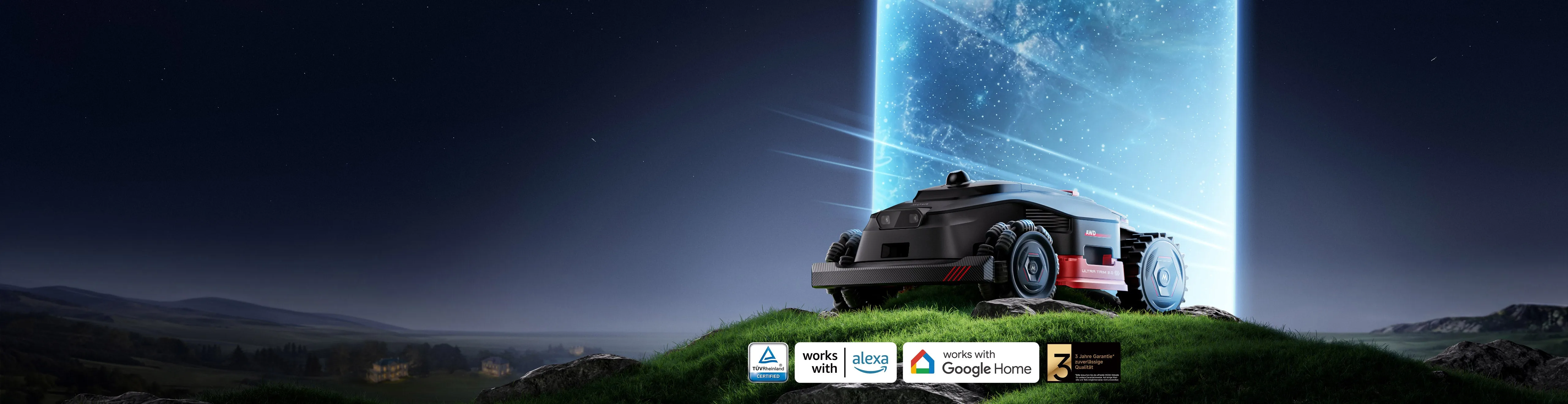 MOVA LiDAX Ultra 1000 AWD auf einer Rasenfläche