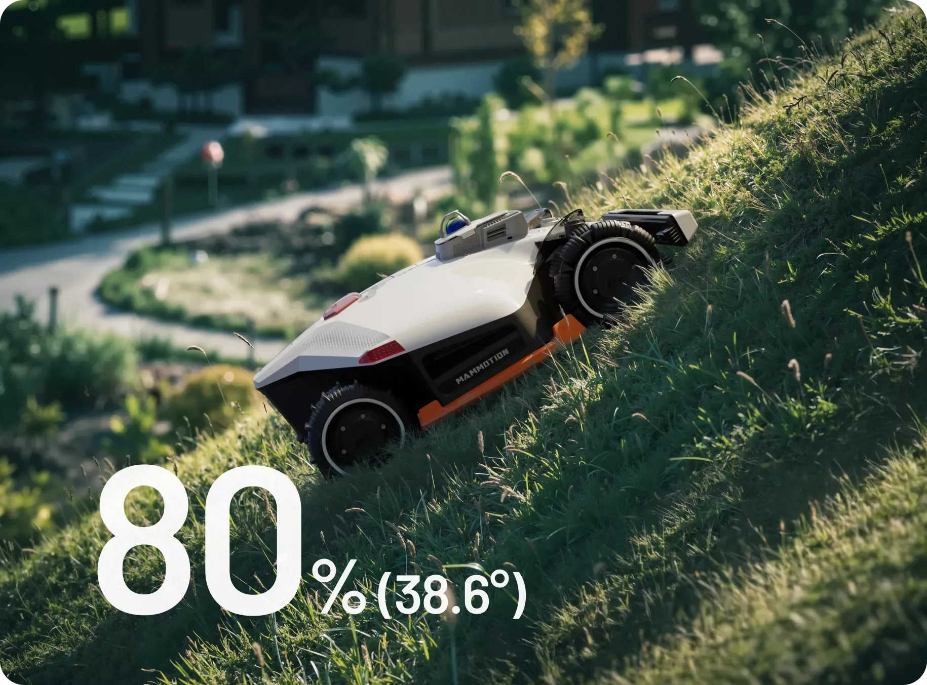 Mammotion LUBA 3 AWD 3000 auf einer steilen Hanglage