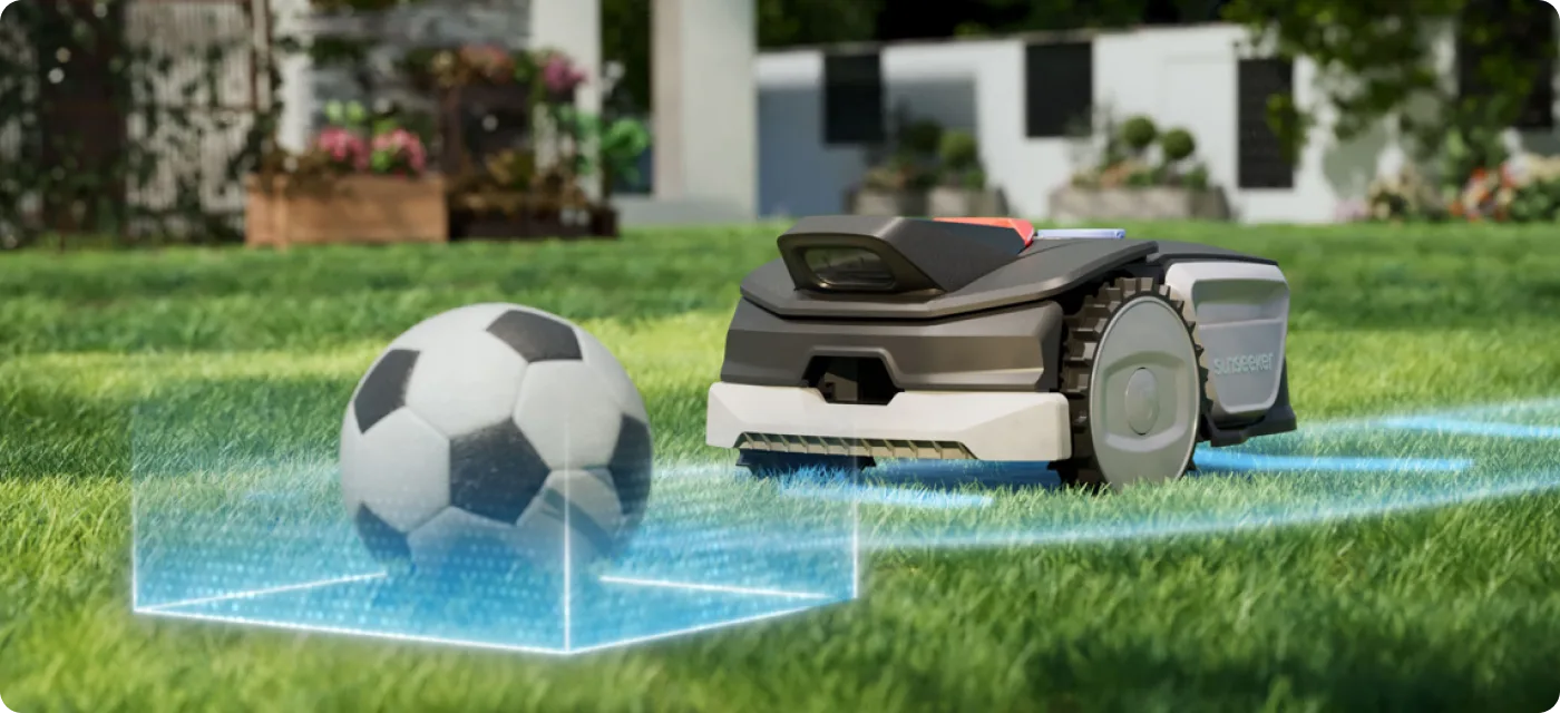 Sunseeker V1 genkender hindringer på græsplænen