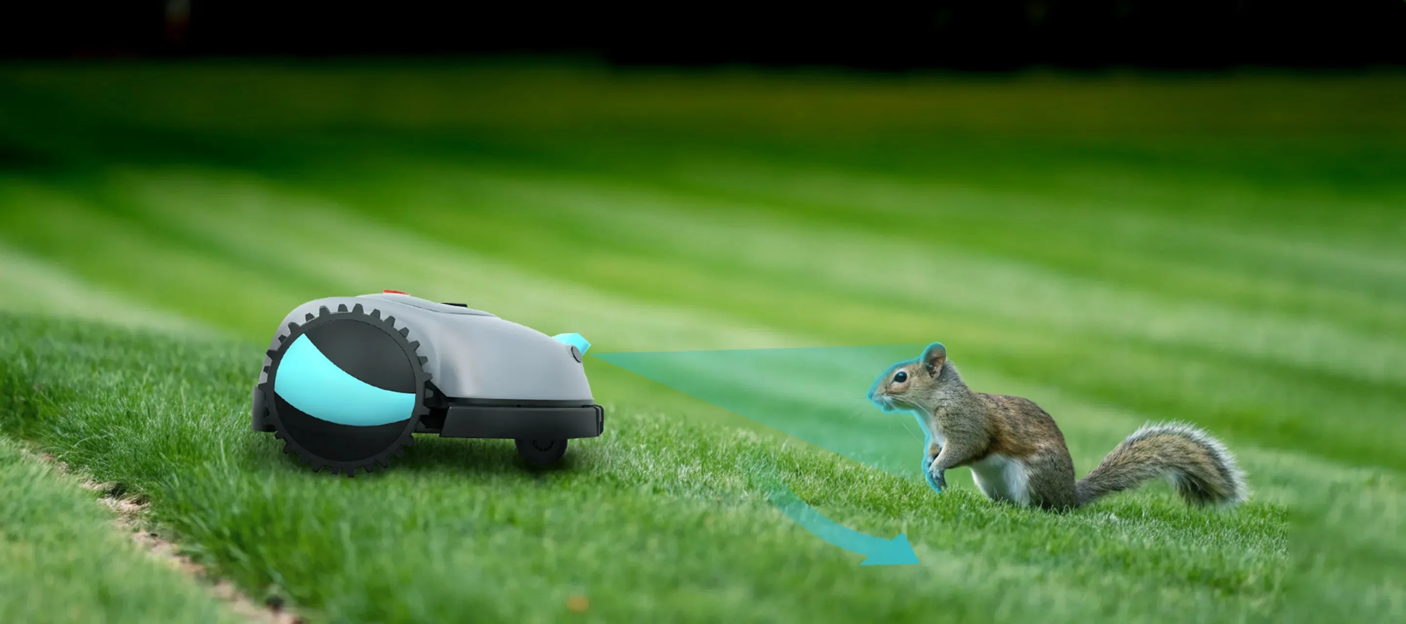 YARDCARE V100 with obstacle detection on the lawn