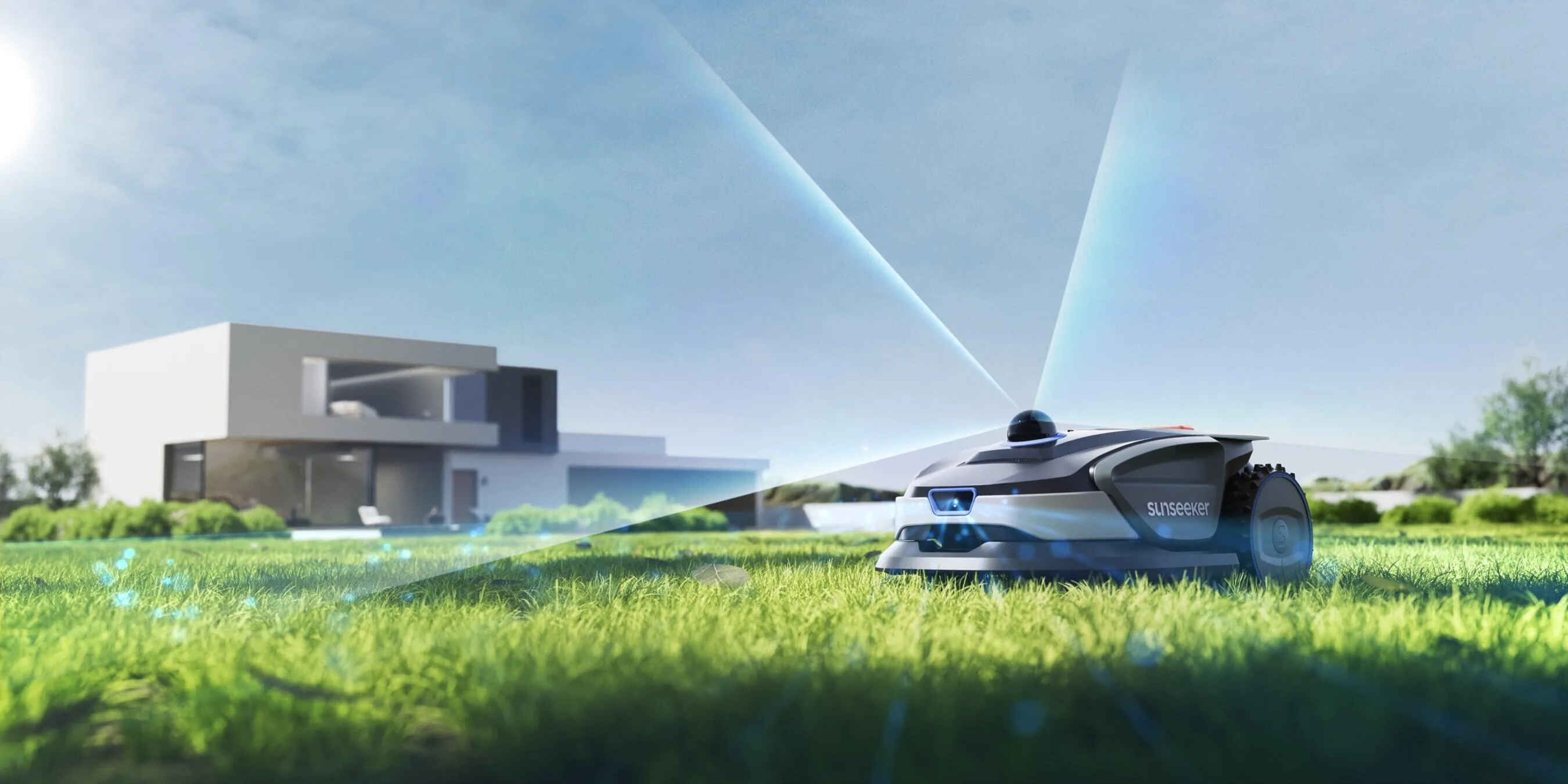 Sunseeker S4 LiDAR-robotická sekačka na trávníku v zahradě – obrázek od výrobce
